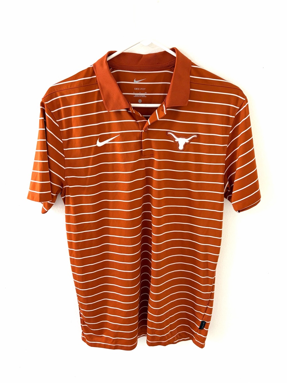 Nike Dri-Fit Texas Longhorns Burnt Orange Striped Performance Polo, Size: Small